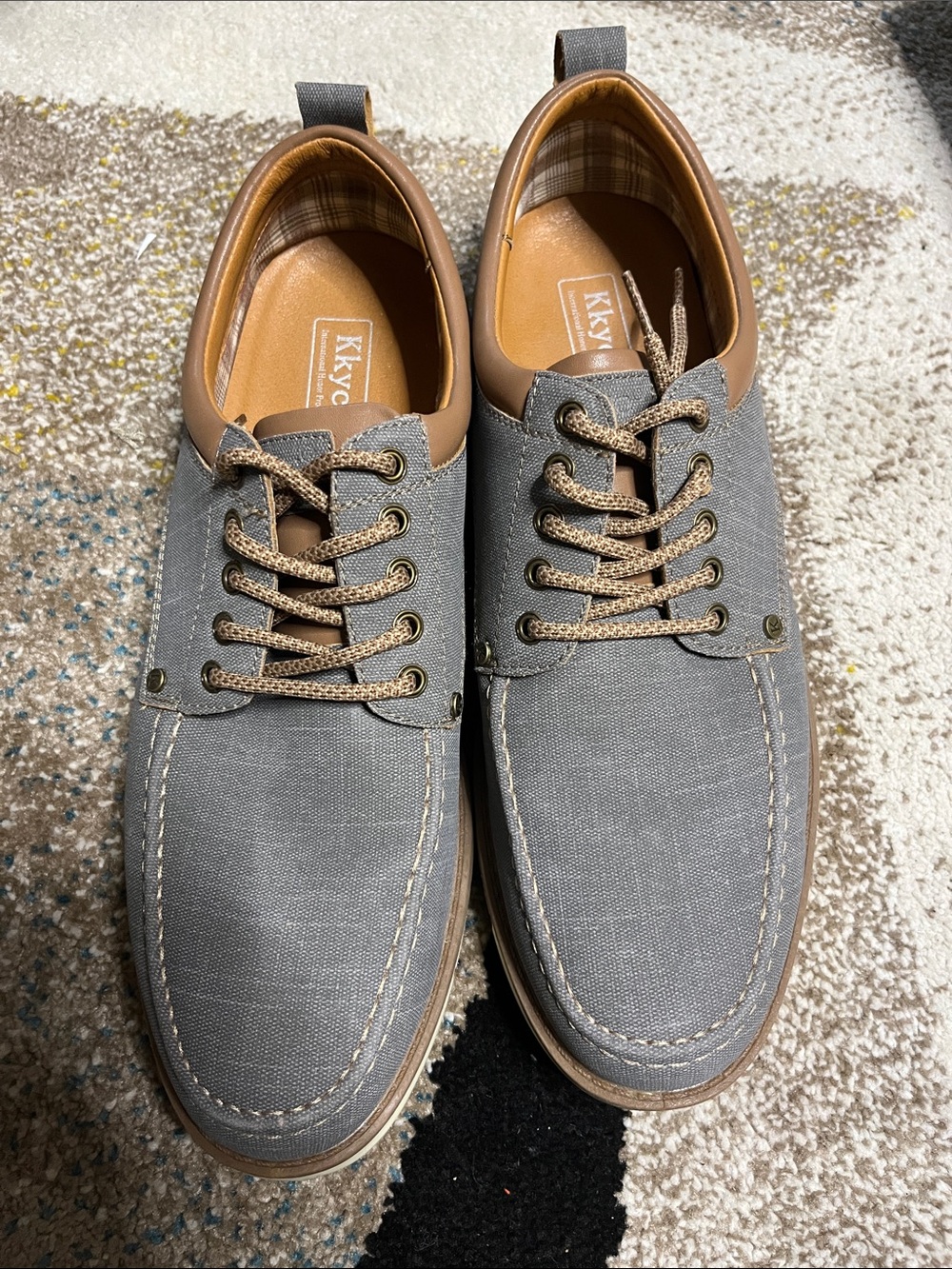 Men's Gray Canvas Derby Shoes with Tan Accents